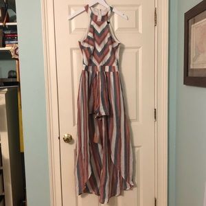 Striped high low romper